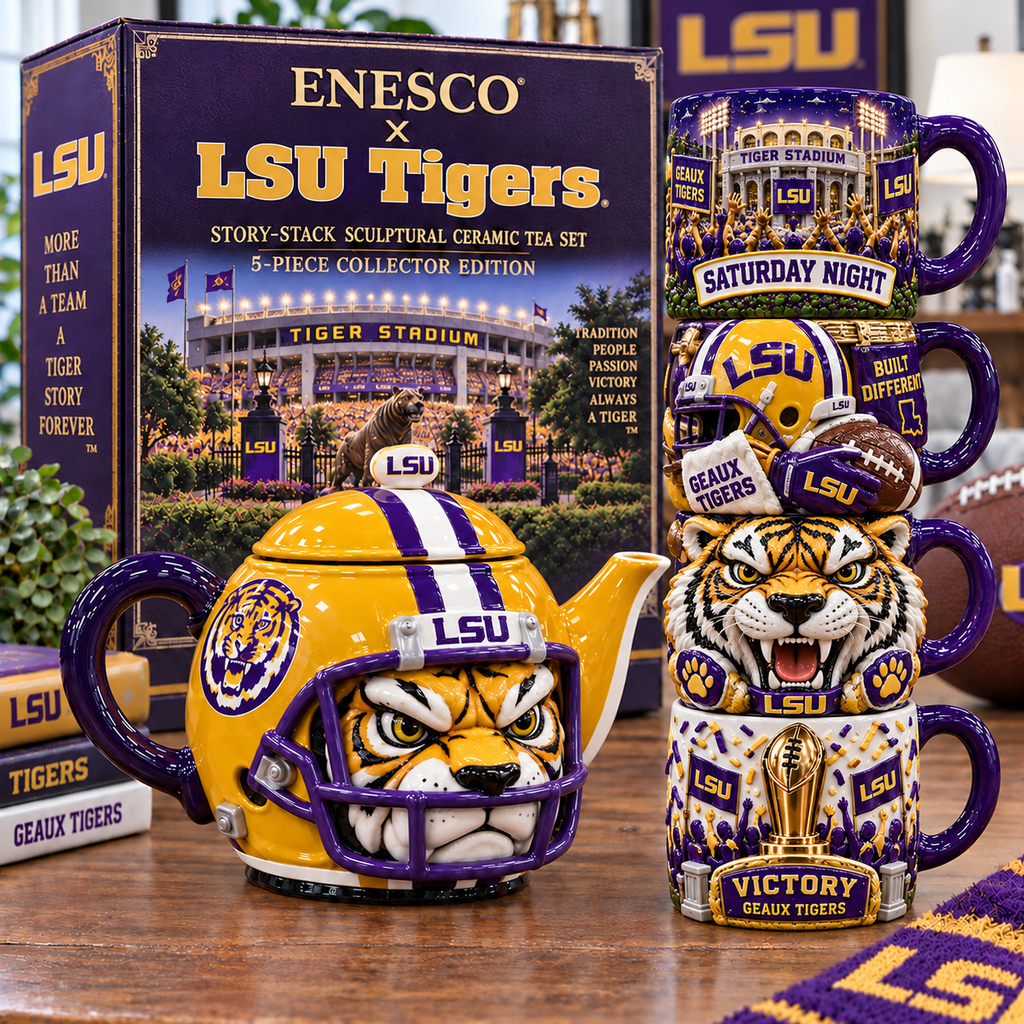 LSU Premium Sculptural Ceramic Drinkware Set NTNA